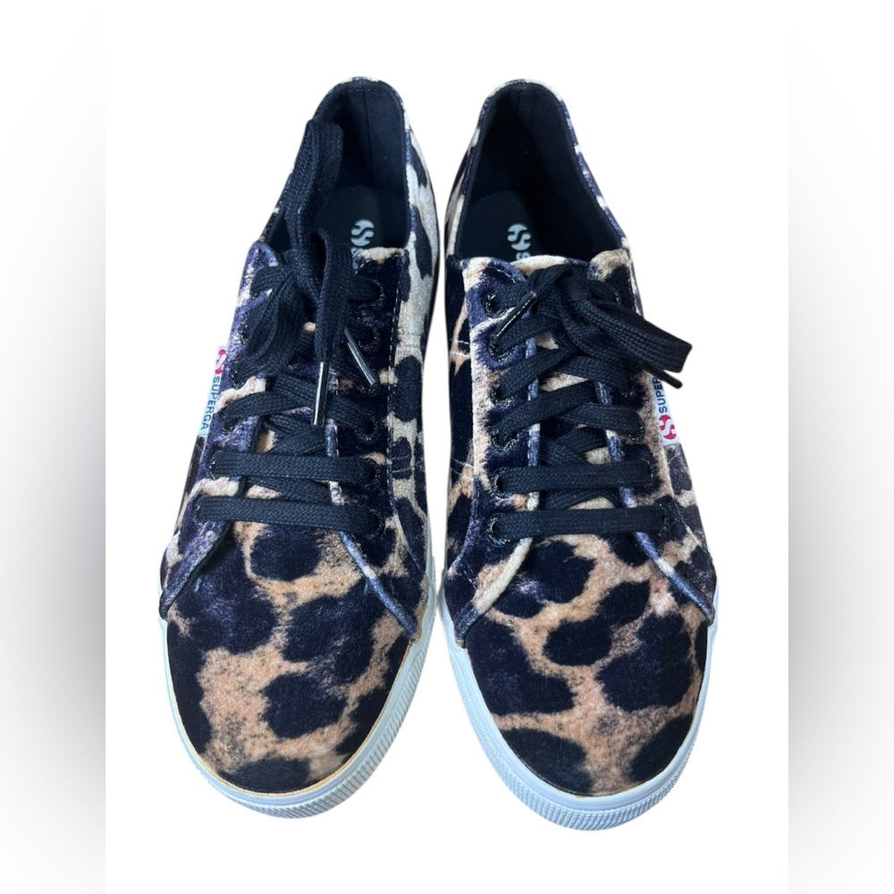 Superga Leopard Velvet Platform Sneakers Women’s 9.5 Animal Print Low Top - Picture 2 of 11